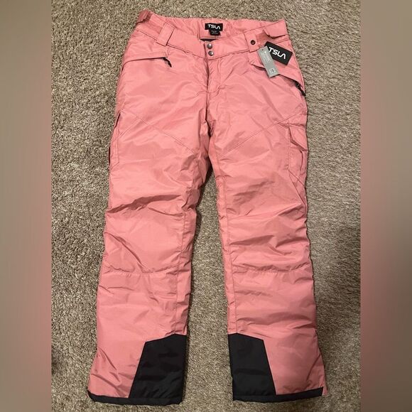NEW TSLA Plum Winter Snow Pants Waterproof Insulated Hook Loop Waist NWT L Pink - Picture 5 of 8